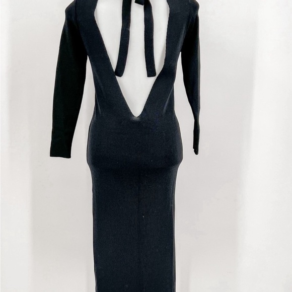 NWT Zara Knit Black Color Open Back Midi Dress Size Large - Picture 2 of 11